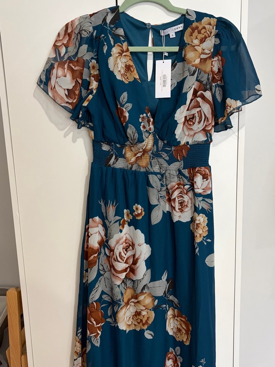 Baltic Born Dresses & Skirts - Baltic Born Teal Floral Maxi Dress with Rose Print